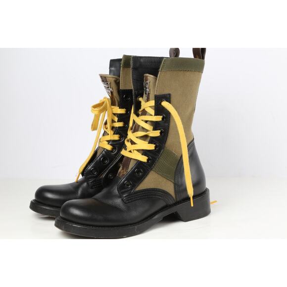 Louis Vuitton 2020 Metropolis Flat Ranger Boots Green Black Lace Up Combat Sz 37 - Picture 2 of 16